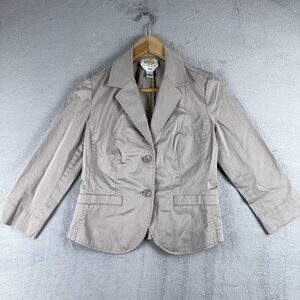 Talbots Petites Blazer Coat Two-Button Office Work Stretch Womens Gray Size 0